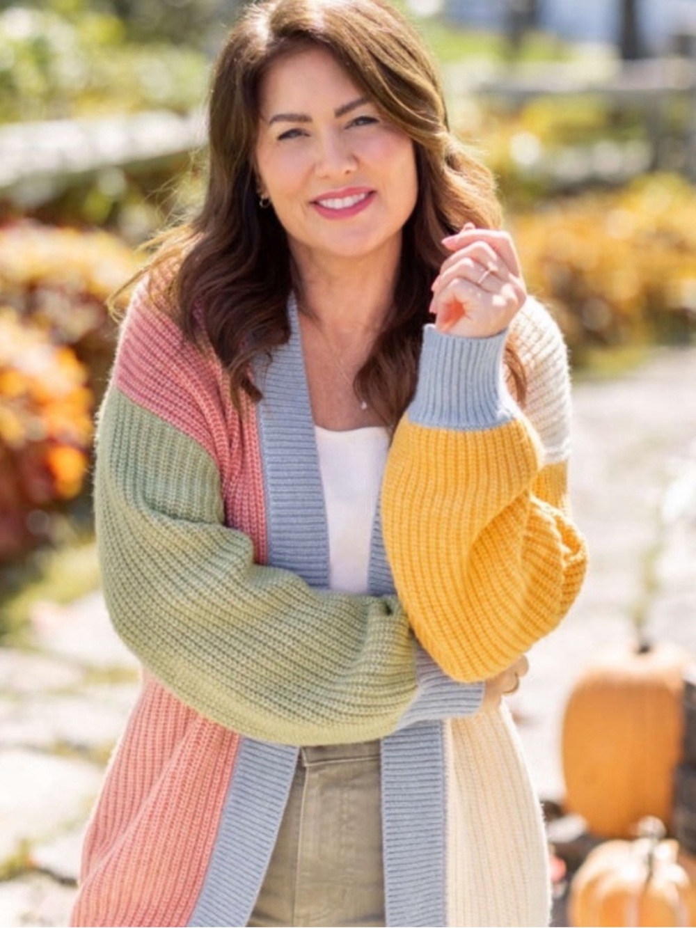 JOE FRESH X JILLIAN HARRIS Chroma Colour Block Knit Open Front Cardigan Medium